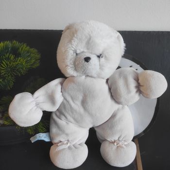 peluche ours blanc rose noeud creations Blanchet grelot bille les Jouets qui ont un Coeur