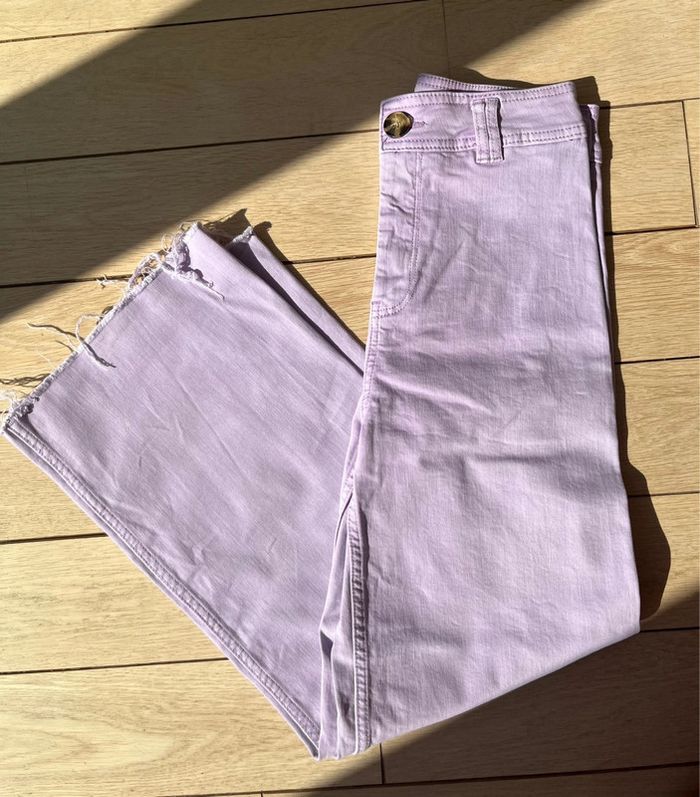 Pantalon jean culotte/évasé violet lilas - photo numéro 5