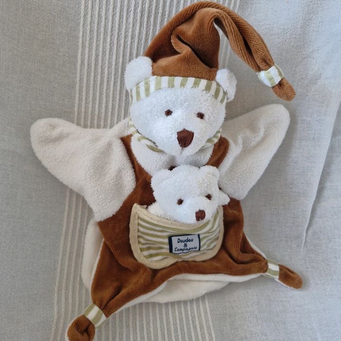 Doudou marionnette ourson marron Doudou et cie - photo numéro 4