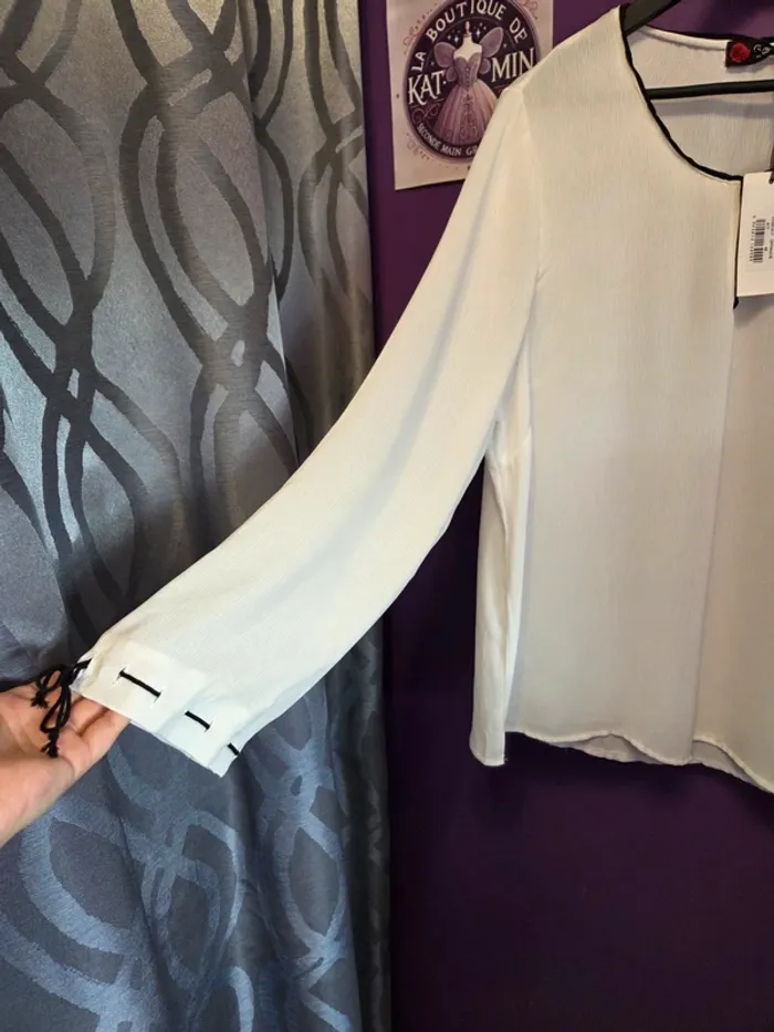 Blouse manches longues blanche T46 Gabrielle - photo numéro 7