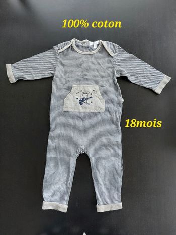 Pyjama 1 pièce sans pied 👦 18 mois 💯% coton-Kitchoun