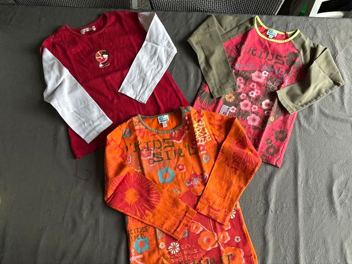 Lot 3 t-shirts à motifs manches longues fille