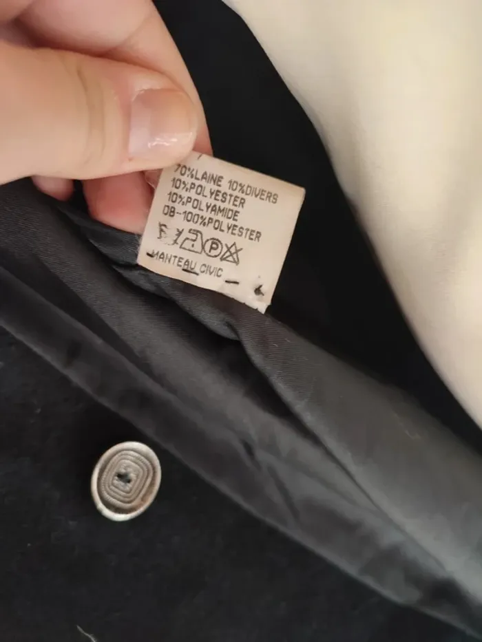 Manteau long en laine noir veste - photo numéro 5