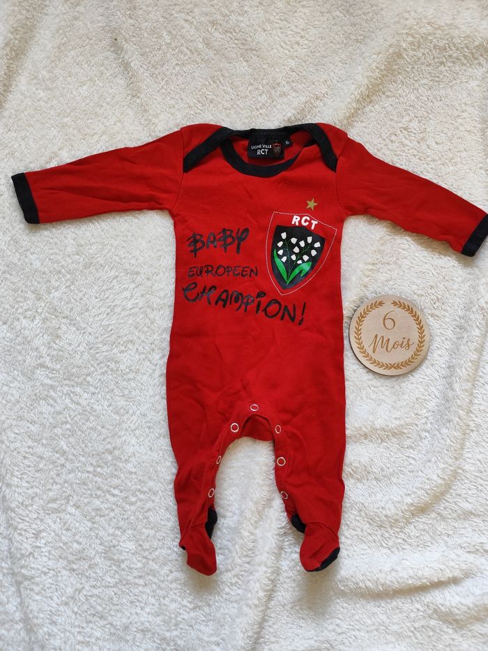Pyjama "Baby Européen Champion !" RCT 👣 6 mois - photo numéro 1
