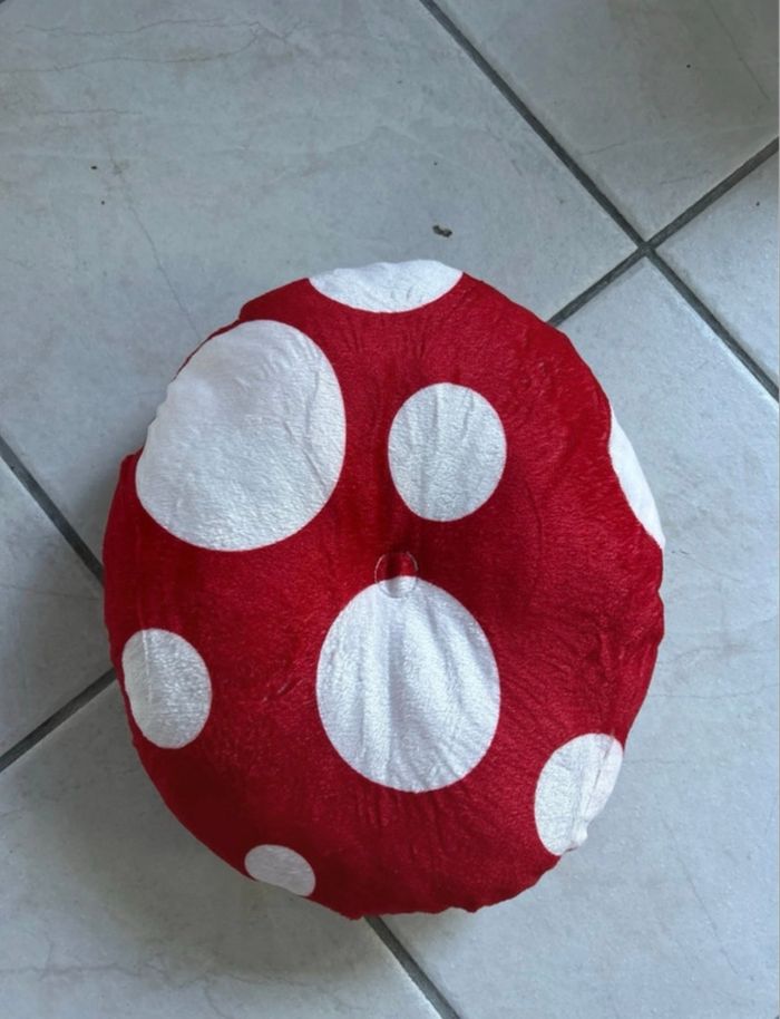 Housse coussin de tabouret coccinelle noir blanc - photo numéro 1