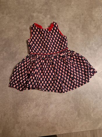 Robe été fille manche courte bleu marine motifs hibou rose 100% coton  T3ans TBE sergent major