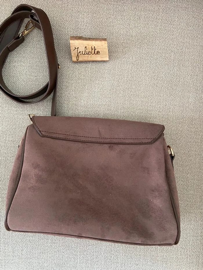 Sac à main bandoulière effet daim marron Ale Hop - photo numéro 3