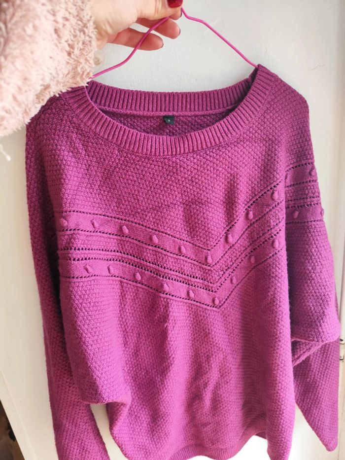 Pull d'hiver violet mauve rose foncé