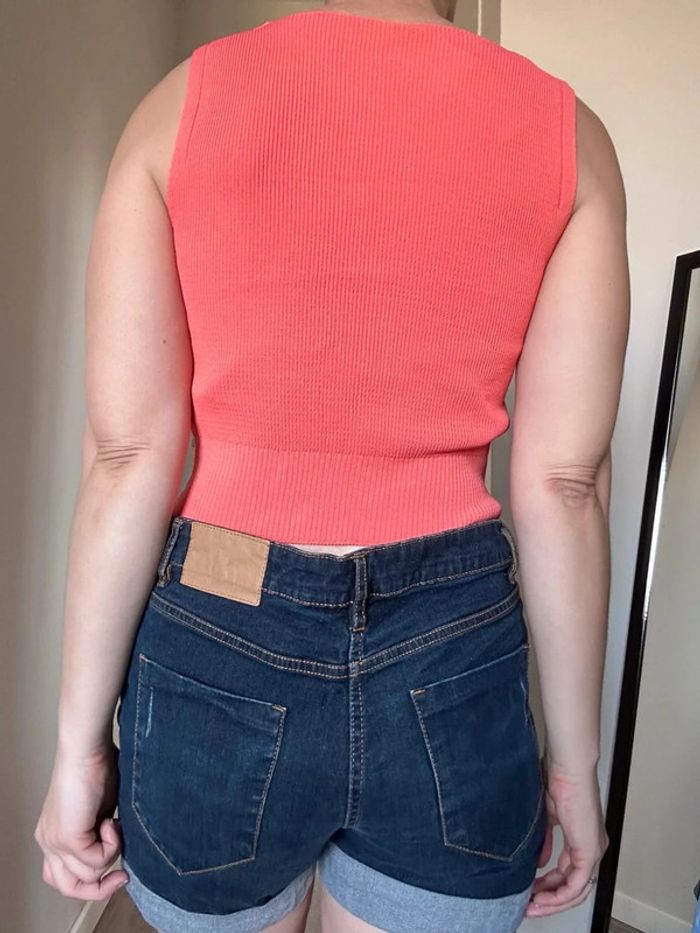 NewCollection Débardeur court côtelé corail – Taille 36/38 – Neuf avec étiquettes - photo numéro 11