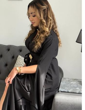 Caftan noir en mousseline