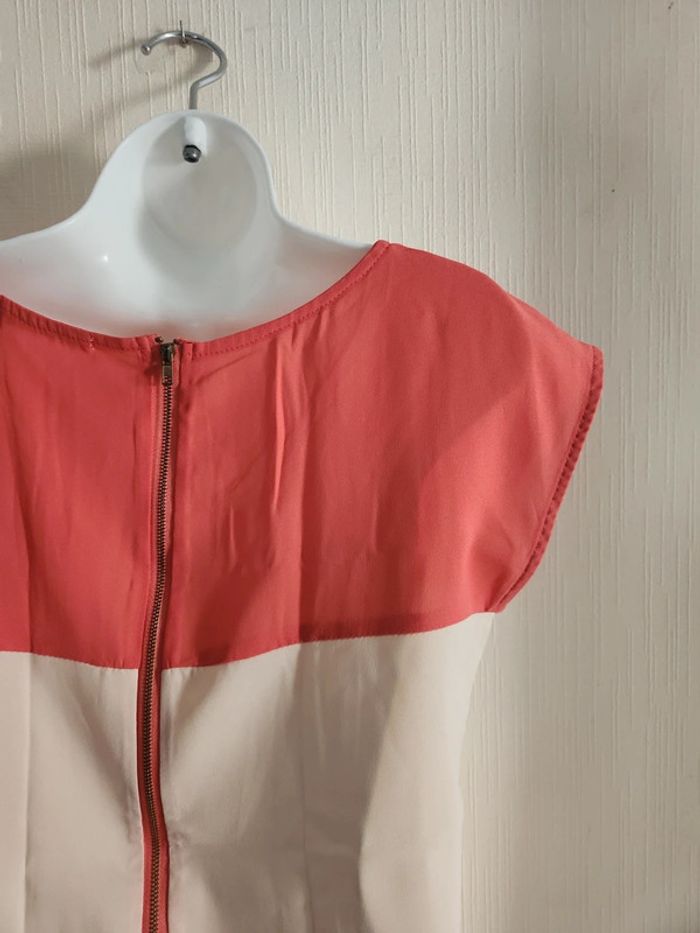 Blouse manches courtes Dolls S corail et beige - photo numéro 9