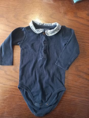 Body bleu marine avec col manches longues 6 mois