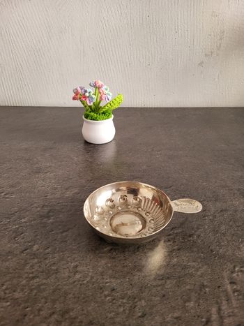 Tastevin/vide-poches/cendrier vintage en métal argenté en excellent état