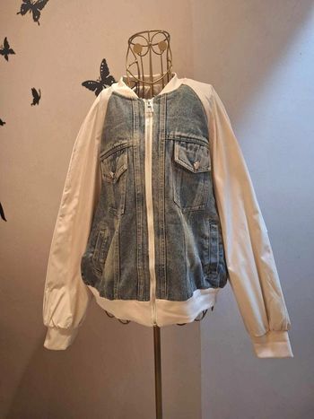 Veste jeans bi matière