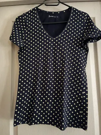 Teeshirt bleu marine et pois