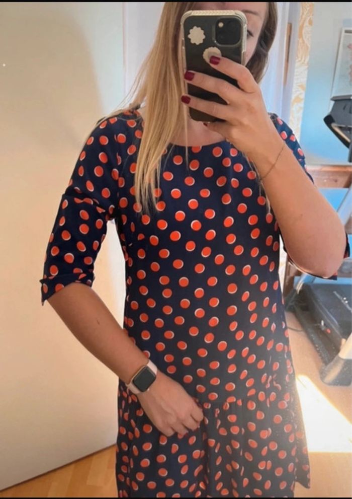 Robe courte style rétro vintage Gap à pois bleu orange 38 M - photo numéro 2