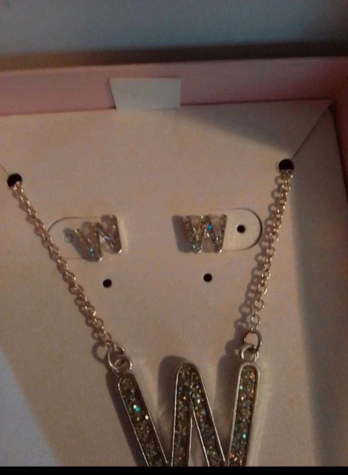 Ensemble bijoux lettre W - photo numéro 3