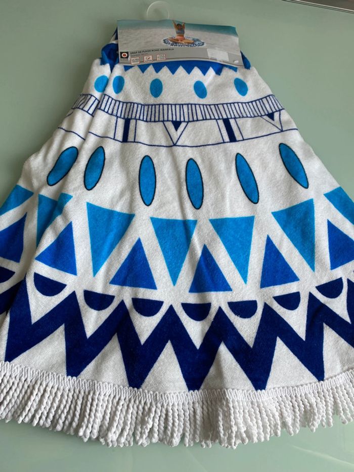 2 Grandes serviette de plage ronde 160 cm – motif mandala bleu - photo numéro 6