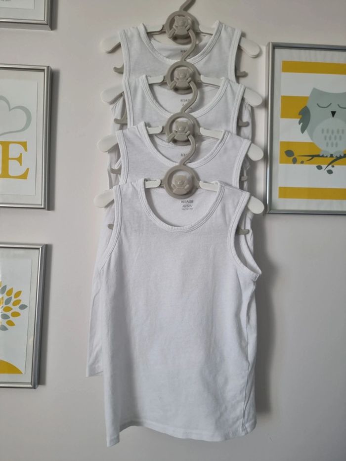 Lot 5 maillots de corps, débardeurs kiabi taille 4/5ans blanc - photo numéro 4