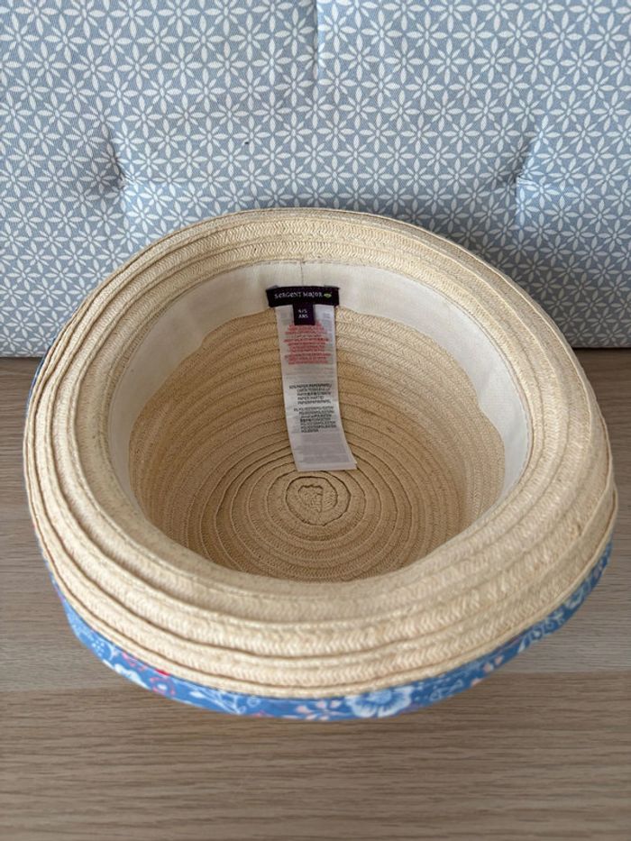 Chapeau Effet Paille "Ruban Fleuri Bleu" - photo numéro 3