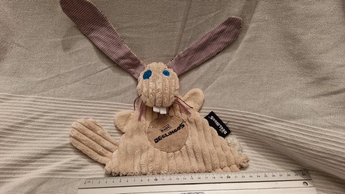 Doudou plat lapin écru  Deglingos - photo numéro 2