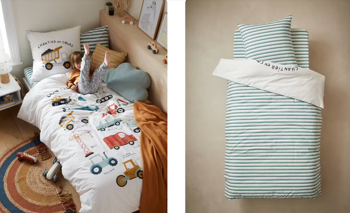Housse de couette + taie + drap housse Quel chantier Vertbaudet Taille 150 x 140 - photo numéro 3