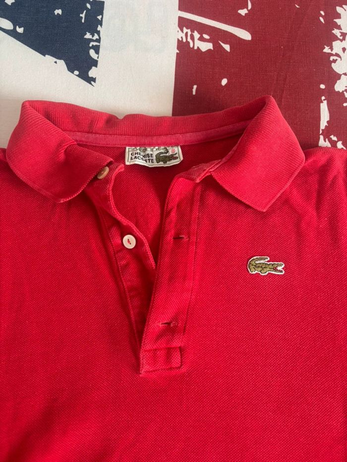 Polo Lacoste, femme rouge manches longues taille S/M vintage - photo numéro 3