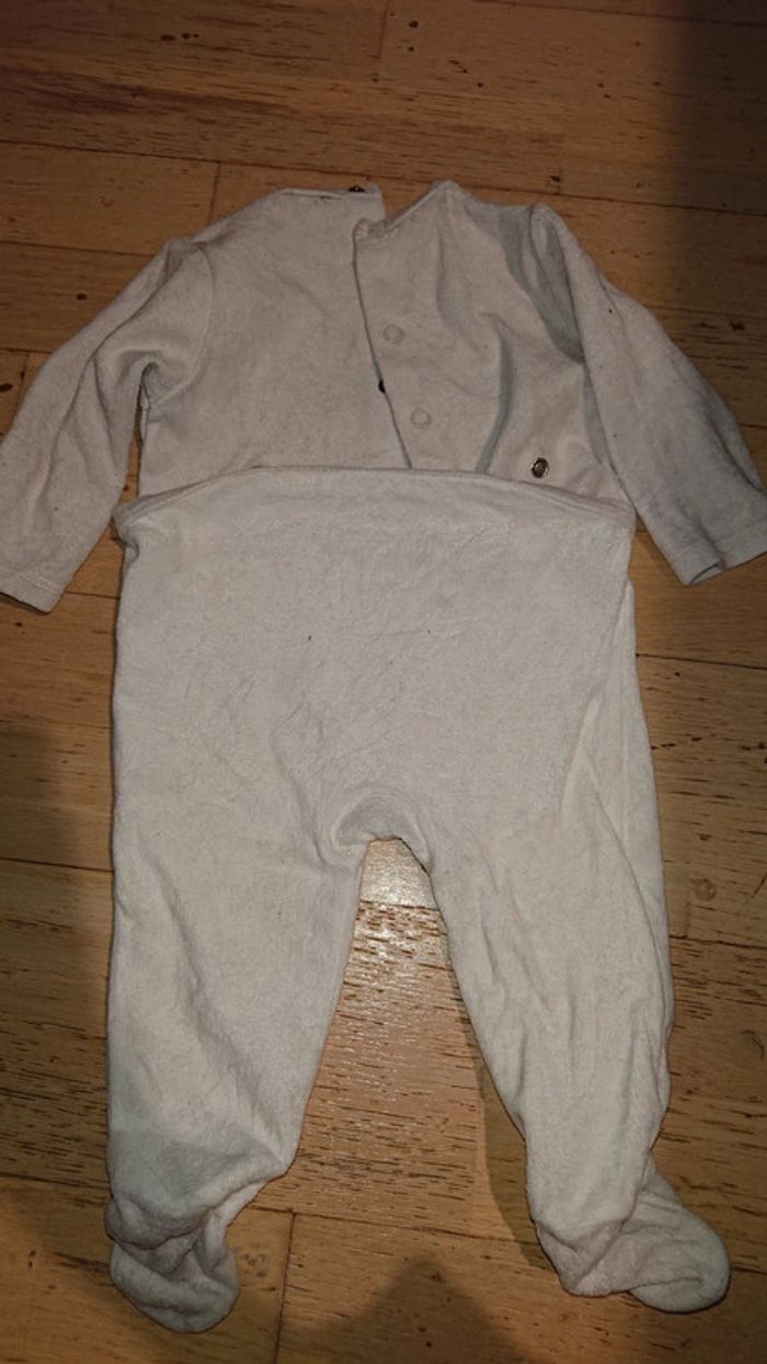 Pyjama velours ours blanc et beige - photo numéro 2
