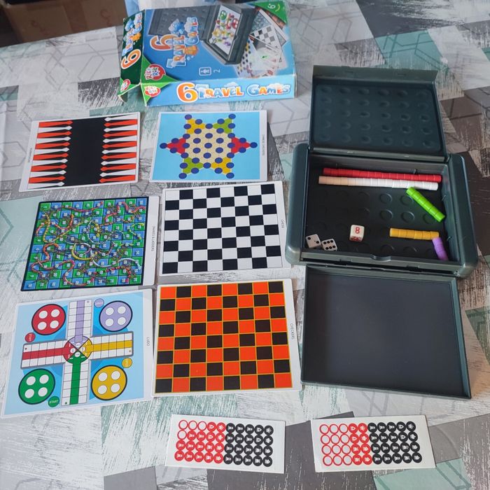 6 jeux de voyage: jeu de dames, d'échecs, backgammon, dames chinoises, petits chevaux, serpent,jeu de l'échelle - photo numéro 5