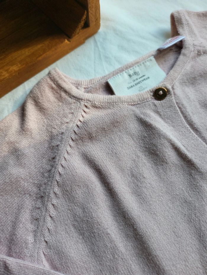 Gilet rose poudré boutons dorés 18 mois - photo numéro 2