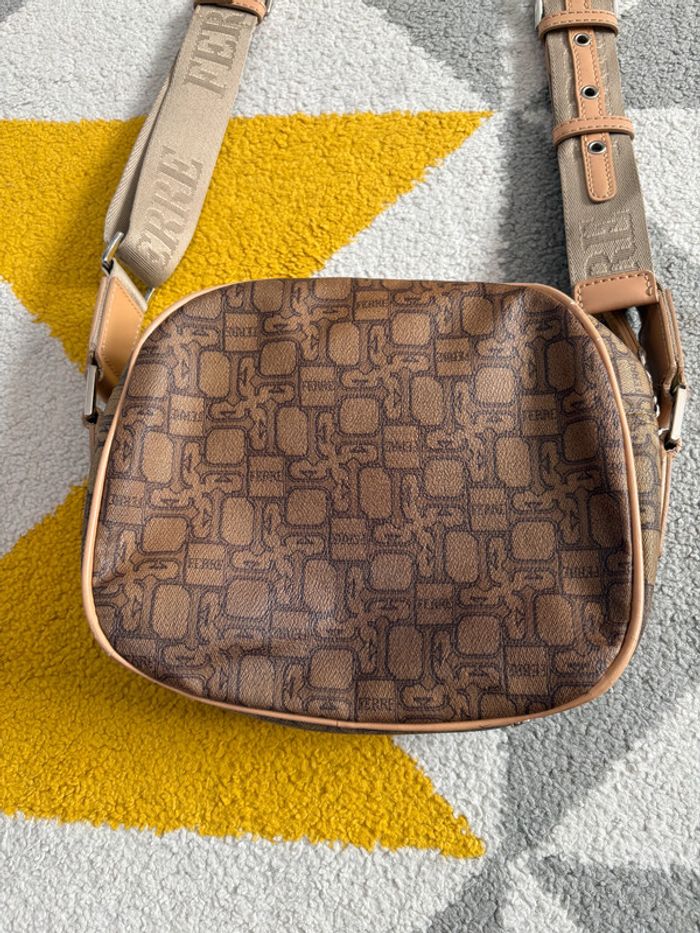 Sac à bandoulière en toile enduite Ferre | Beige et marron | 24 X 20 cm - photo numéro 4