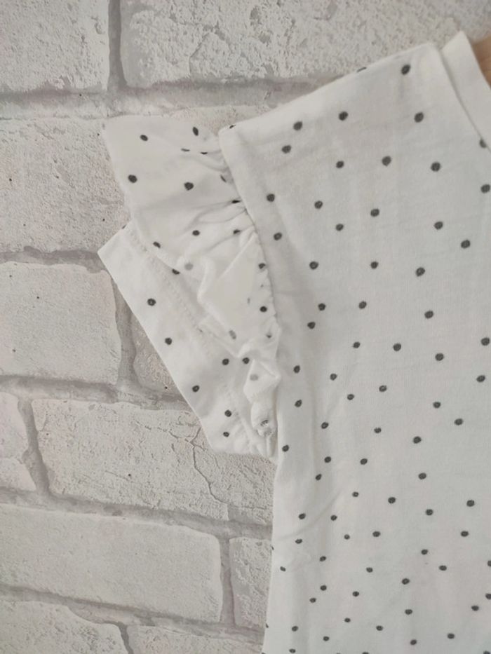 Tee-shirt bébé Zara blanc à pois – 12/18 mois - photo numéro 2