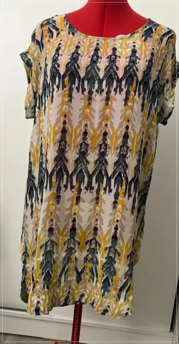 Robe voile beige jaune bleue H&M