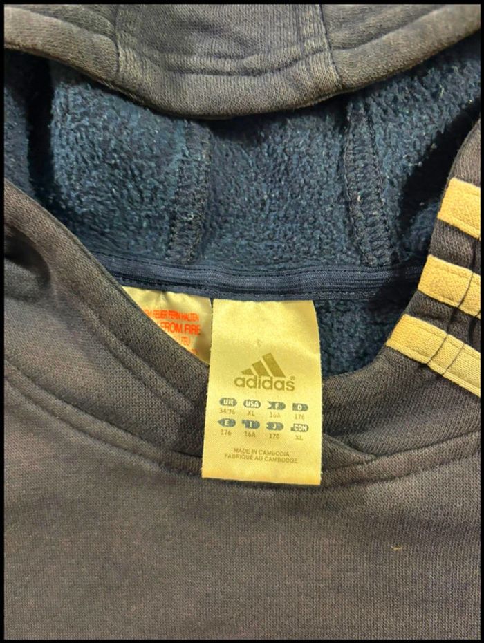 Pull à capuche Adidas Vintage bleu marine Taille 16ans/ XS - photo numéro 4