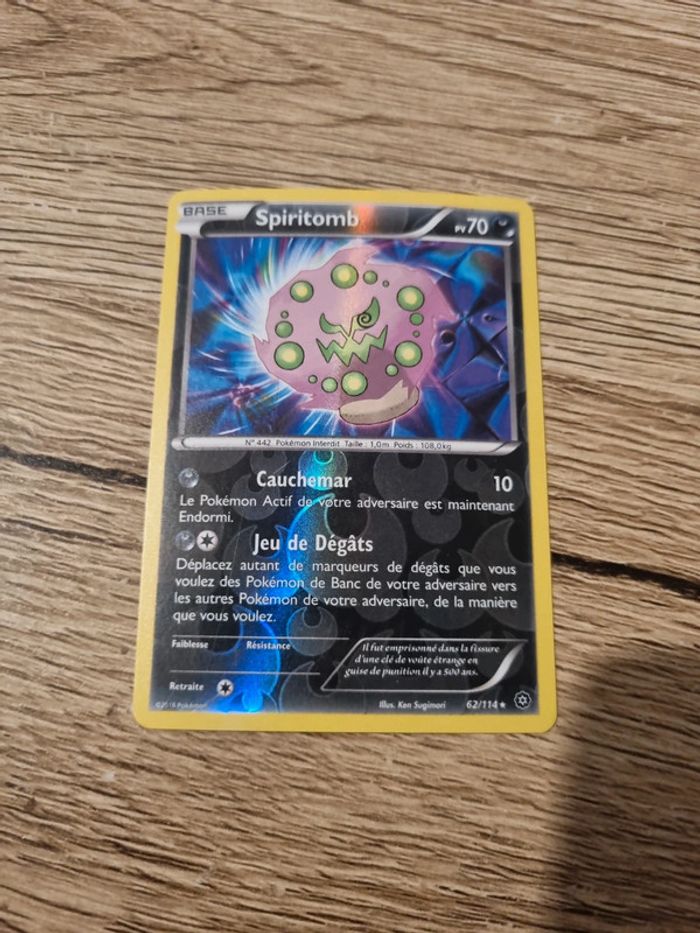 Carte pokémon spiritomb reverse 62/114 année 2016