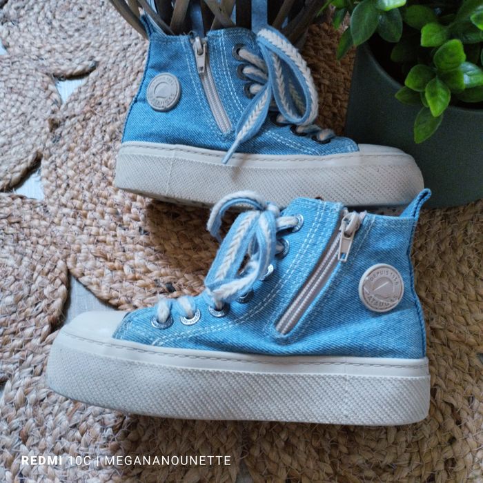 👖 Baskets Montantes Fille Pointure 31 – Pataugas 💙 Style Jean & Plateforme – Très Bon État - photo numéro 5