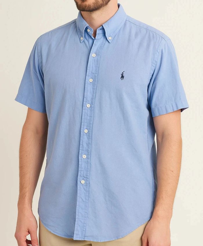 🌟 Chemise Ralph Lauren vintage bleu clair Yarmouth manches courtes – Style intemporel 🌟