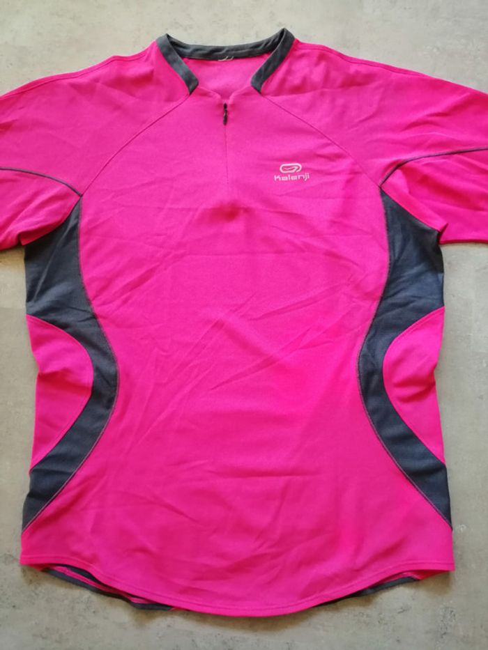 Tshirt manches longues fushia et gris Kalenji Taille unique