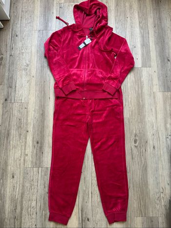 Ensemble veste jogging velours rouge femme L
