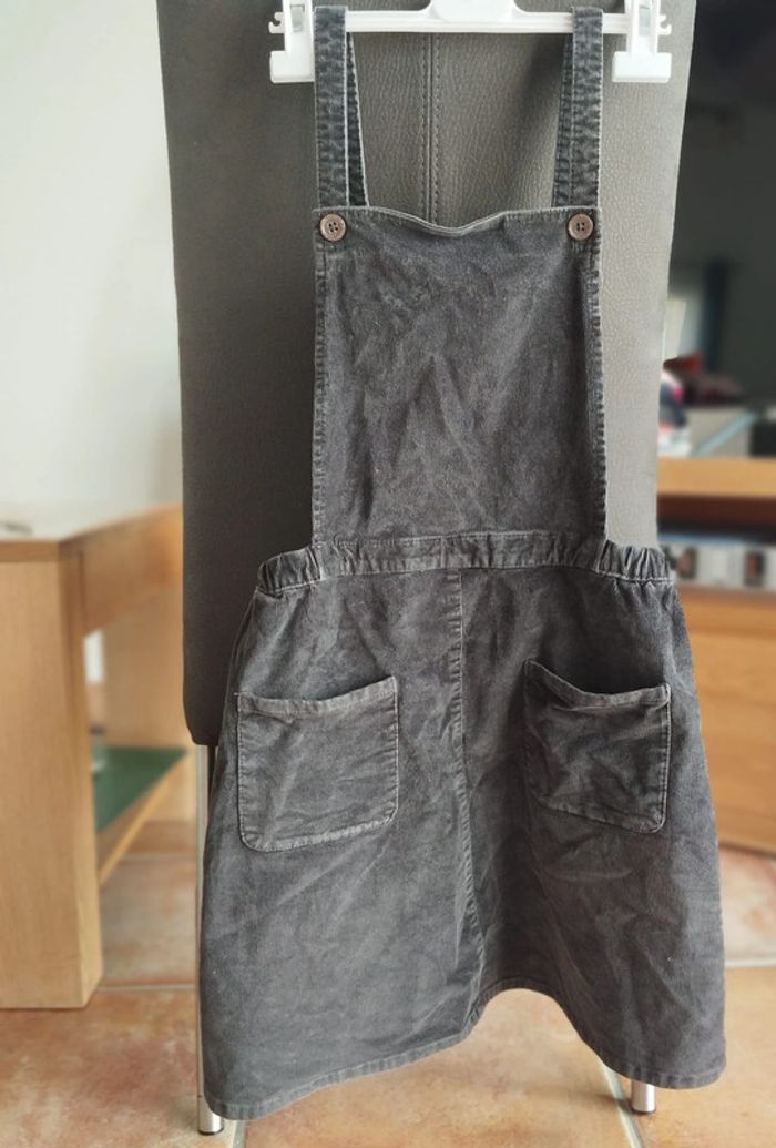 Robe chasuble en velours gris 12 ans