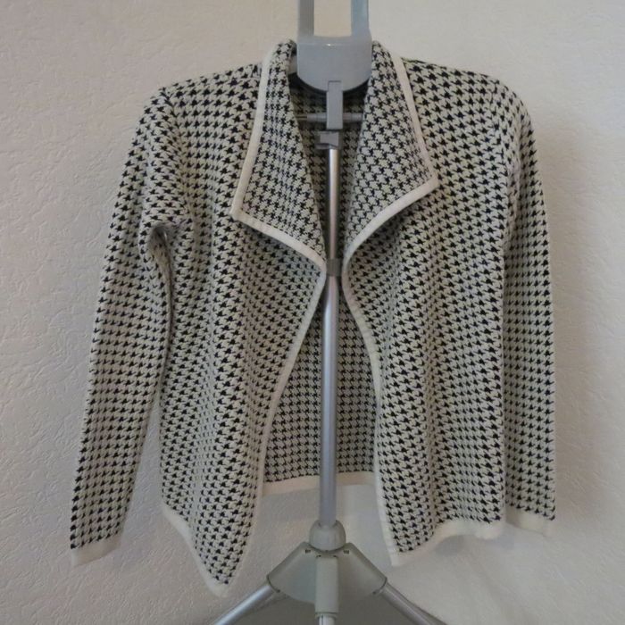 ✨ Veste cardigan houndstooth (pied-de-poule) chic & intemporel – effet brillant ✨