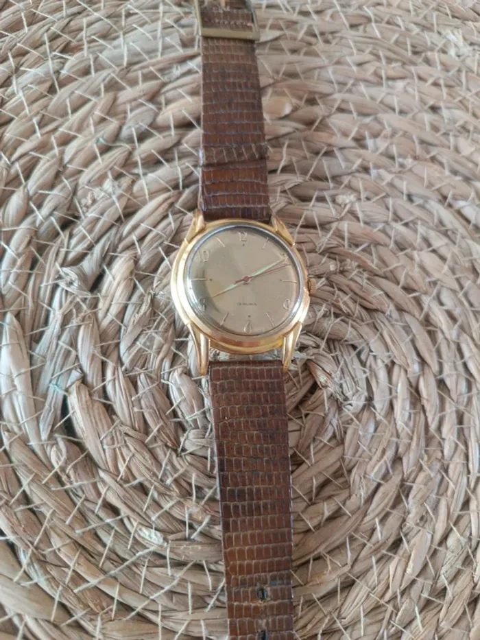 Montre vintage homme – cuir marron – fond acier inoxydable - photo numéro 3