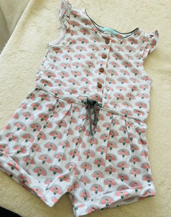 Combinaison short avec motif paon 🦚 Obaibi 12 mois 74cm