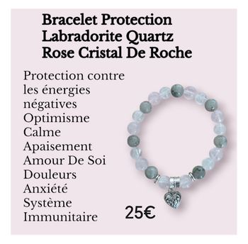 Bracelet en pierres naturelles Labradorite Quartz Rose Cristal De Roche neuf