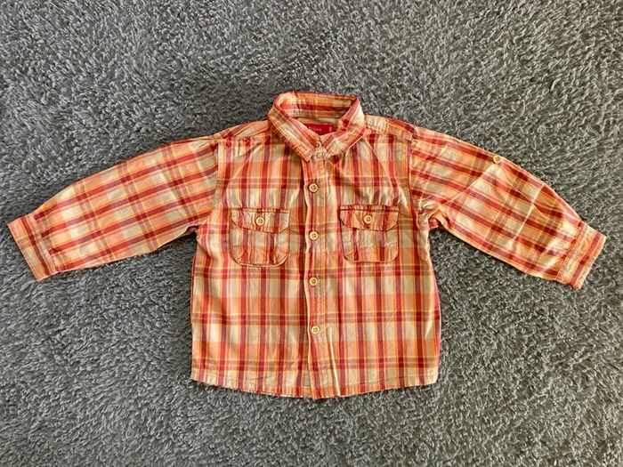 Chemise ML rouge/orange 24 mois