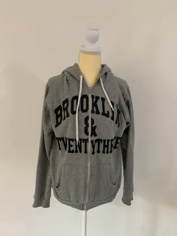 Sweat à capuche zippé gris Brooklyn & Twentythree – Taille L