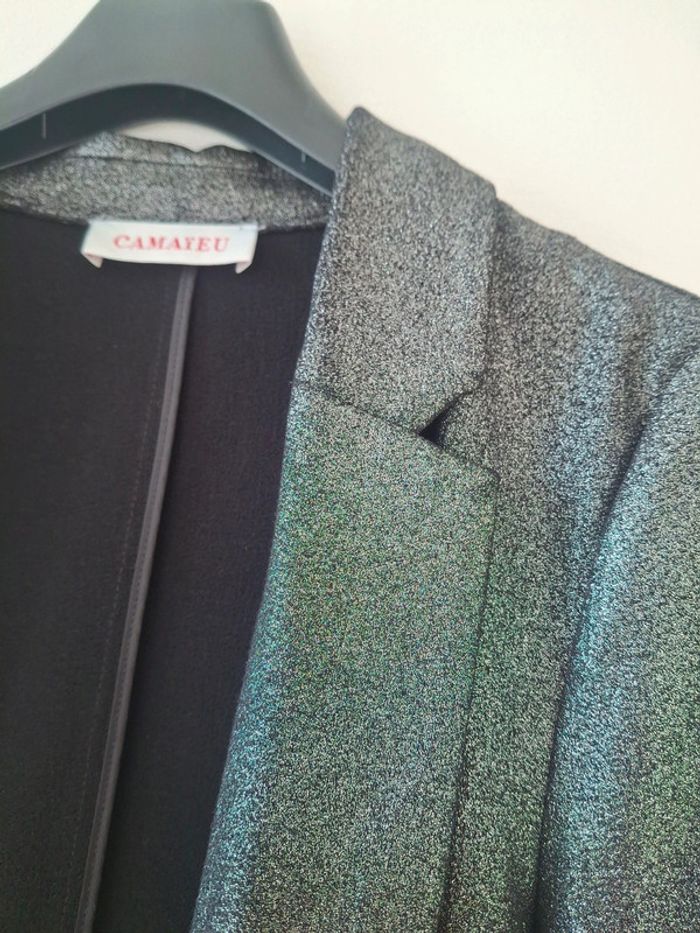 Blazer / veste argentée brillante paillettes - neuve - photo numéro 3