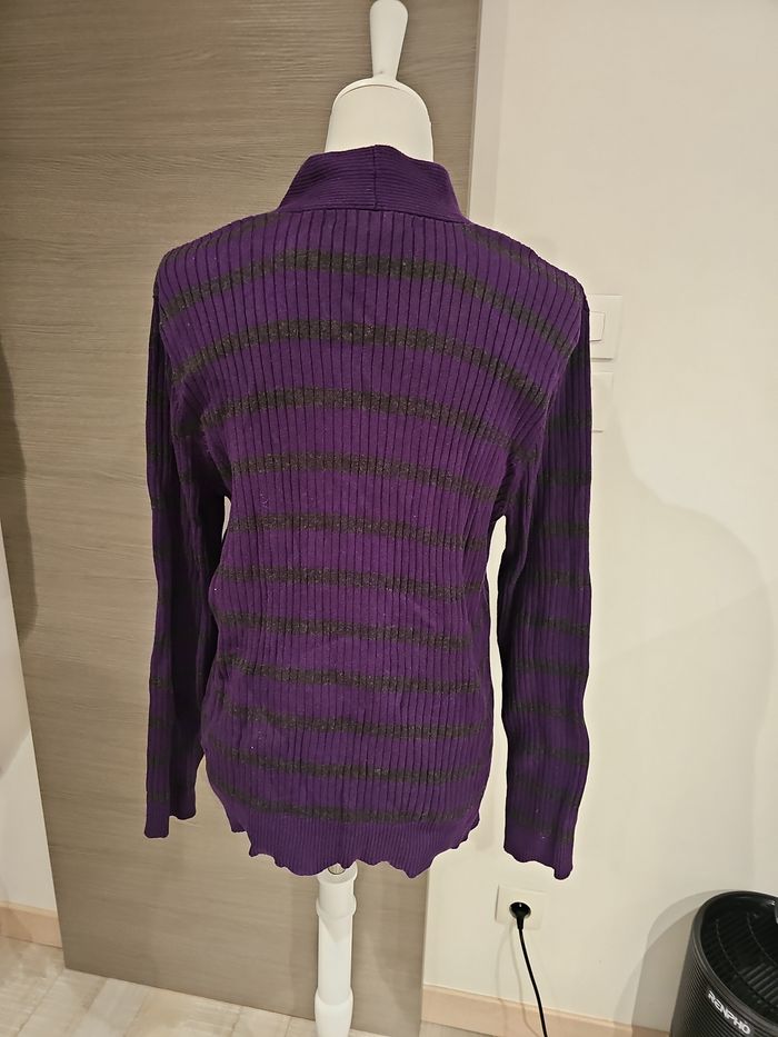 pull violet Lauren Ralph Lauren côtelé rayé femme grande taille - photo numéro 3