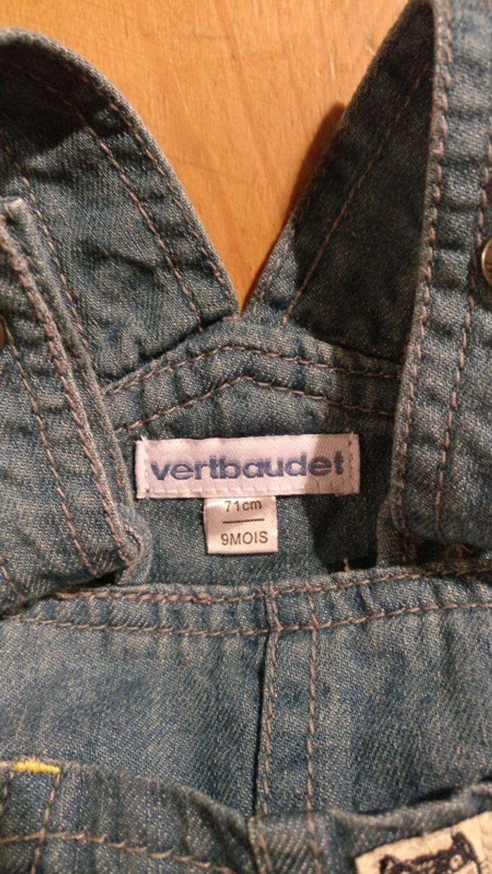 Salopette jean bleu taille 9 mois Vertbaudet - photo numéro 2