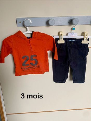 Ensemble tee-shirt et pantalon en taille 3 mois